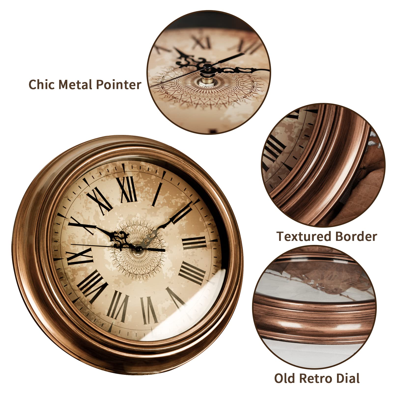 Amazon.co.jp: Vaupan ヴィンテージ壁掛け時計 12インチ カチカチ音を